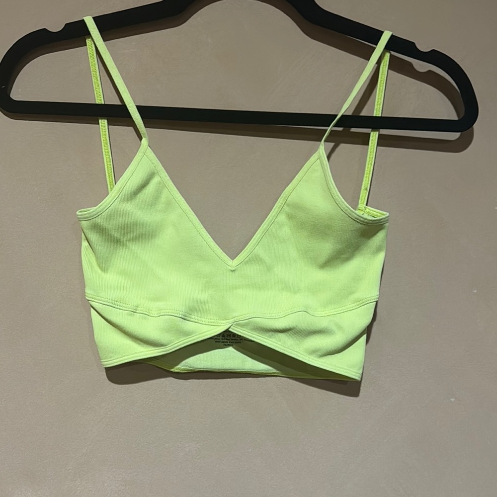 NWOT Free People Neon Yellow Sports Bra